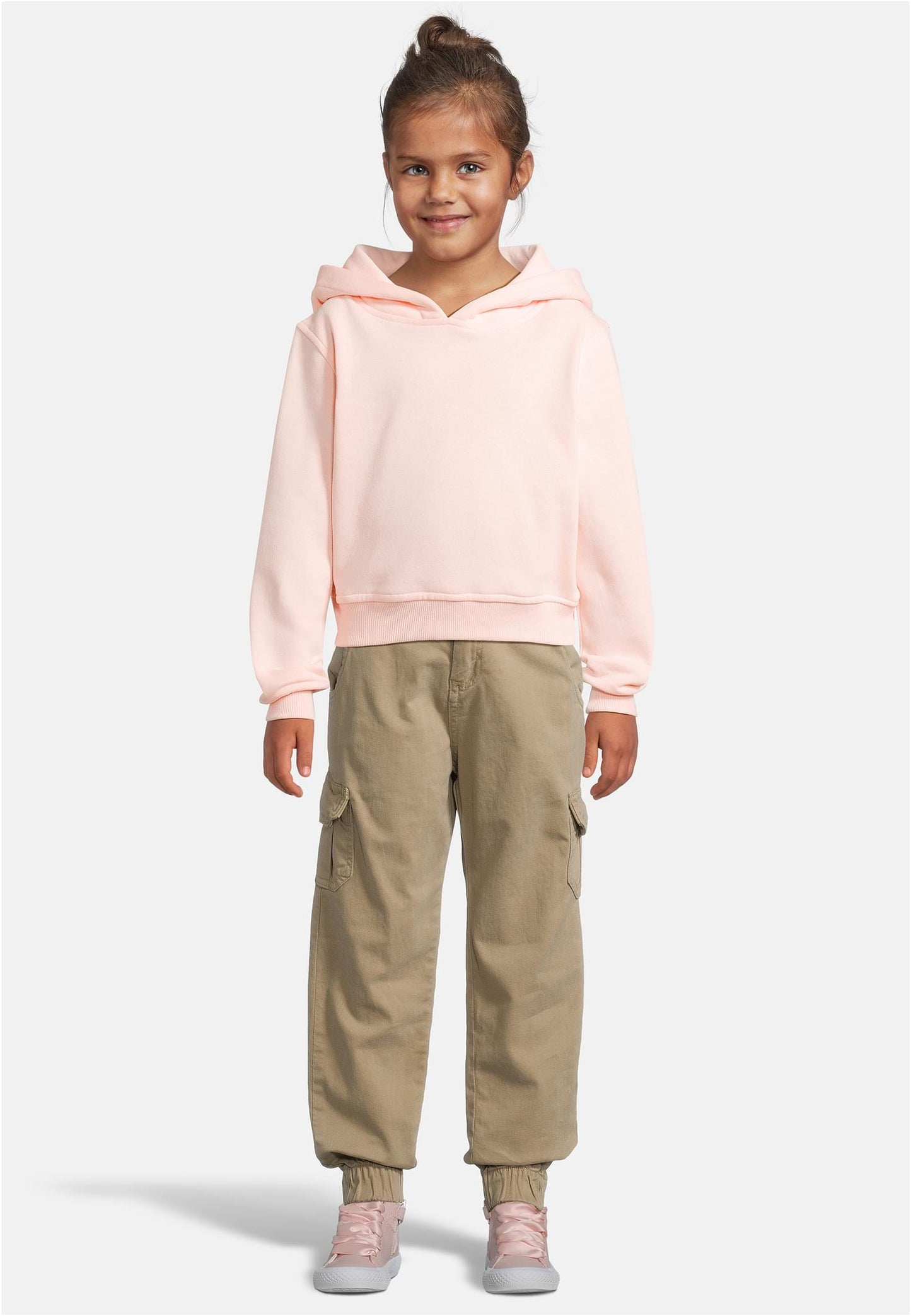 Girls Cropped Sweat Hoody 2 Pack white+pink