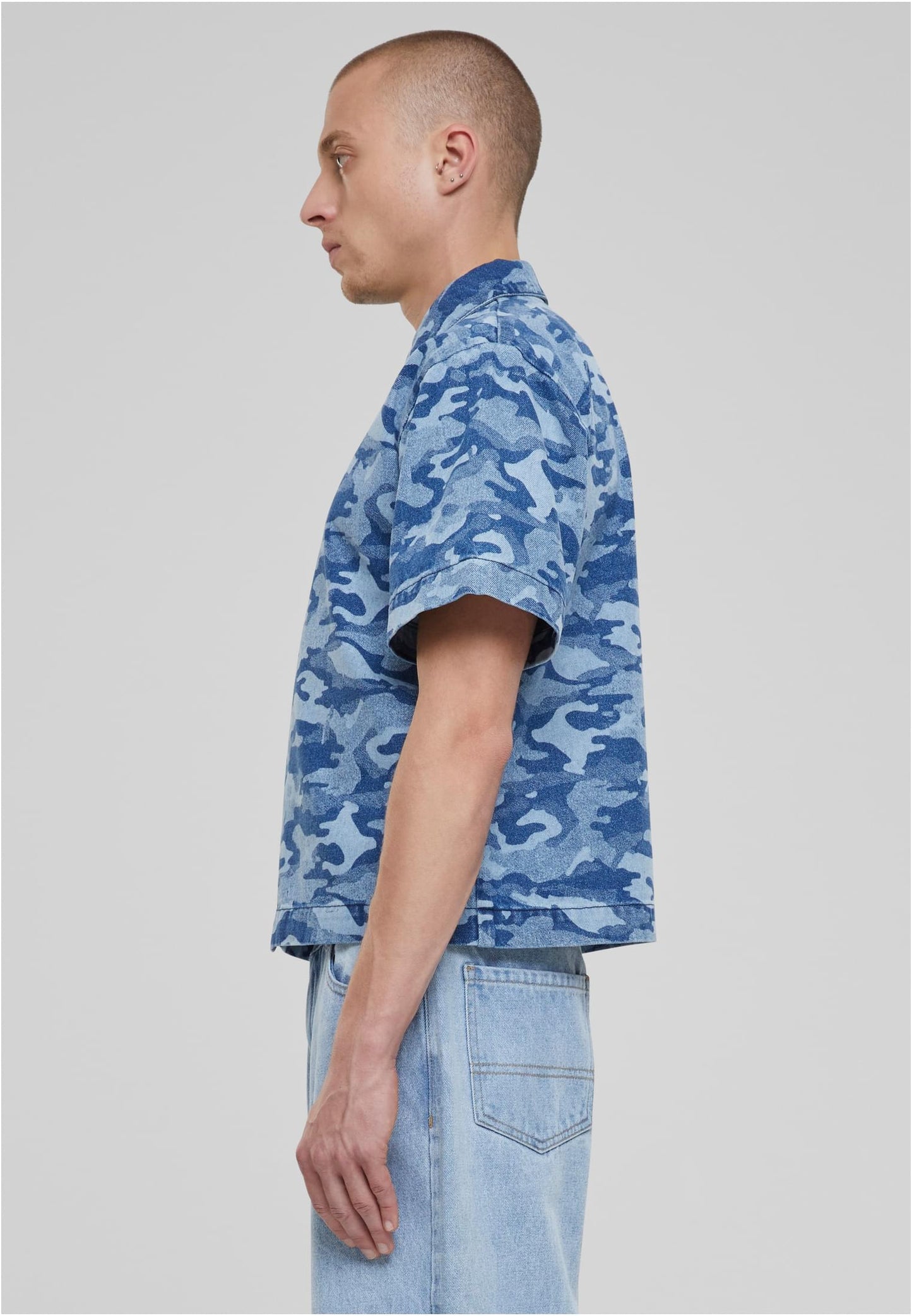Laser Camo Printed Boxy T-Shirt bluelasercamo