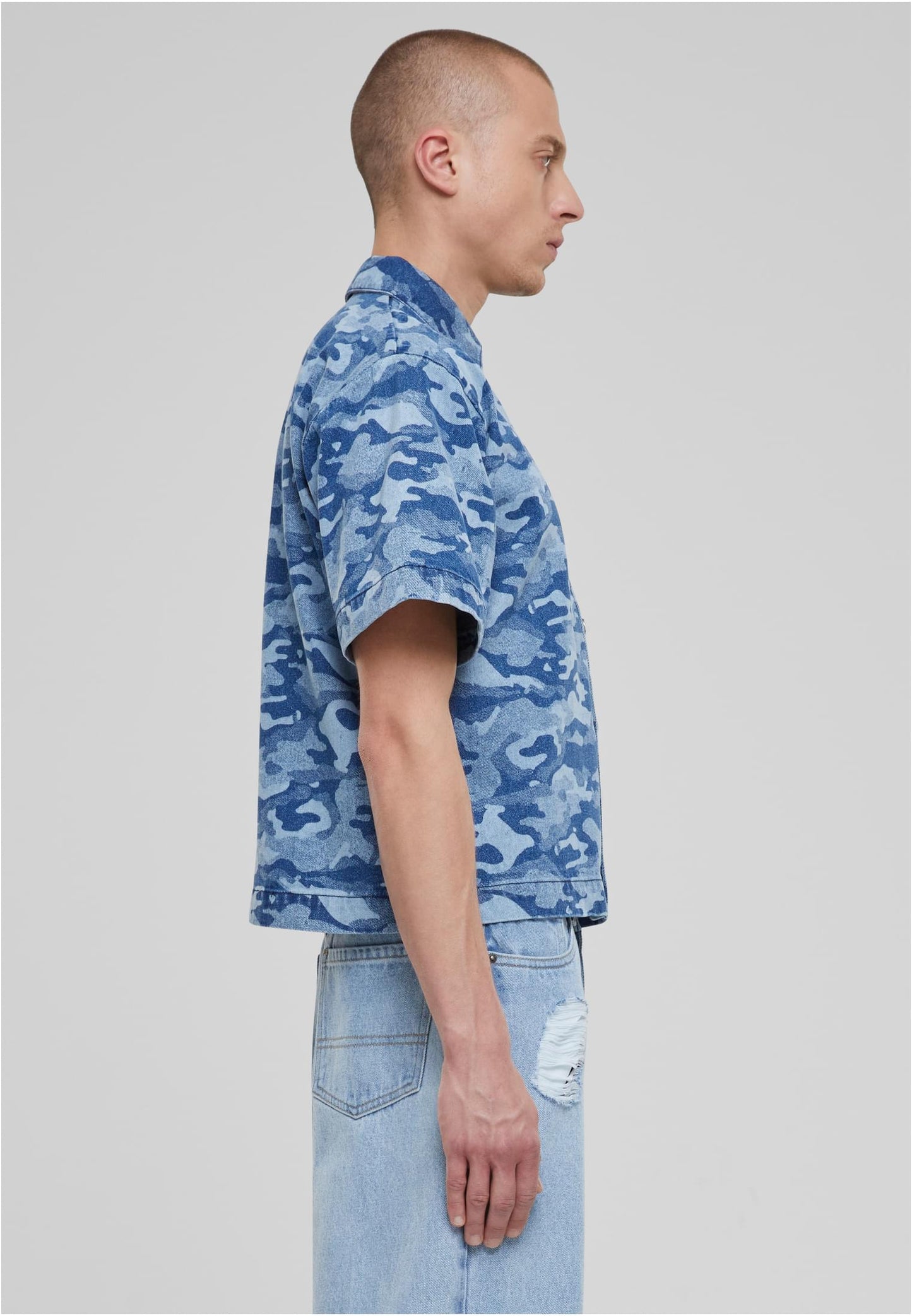Laser Camo Printed Boxy T-Shirt bluelasercamo
