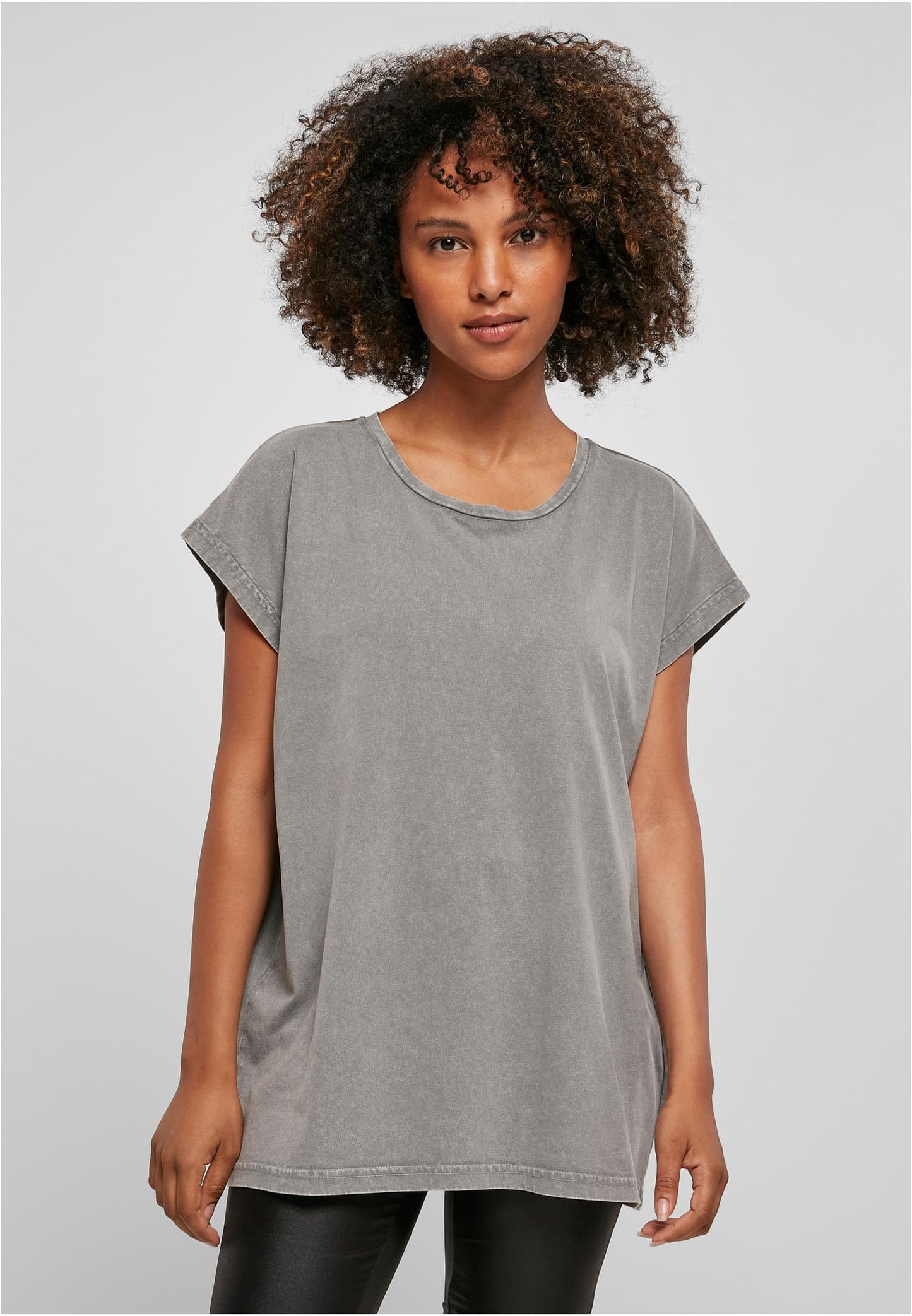 Ladies Acid Washed Extended Shoulder Tee