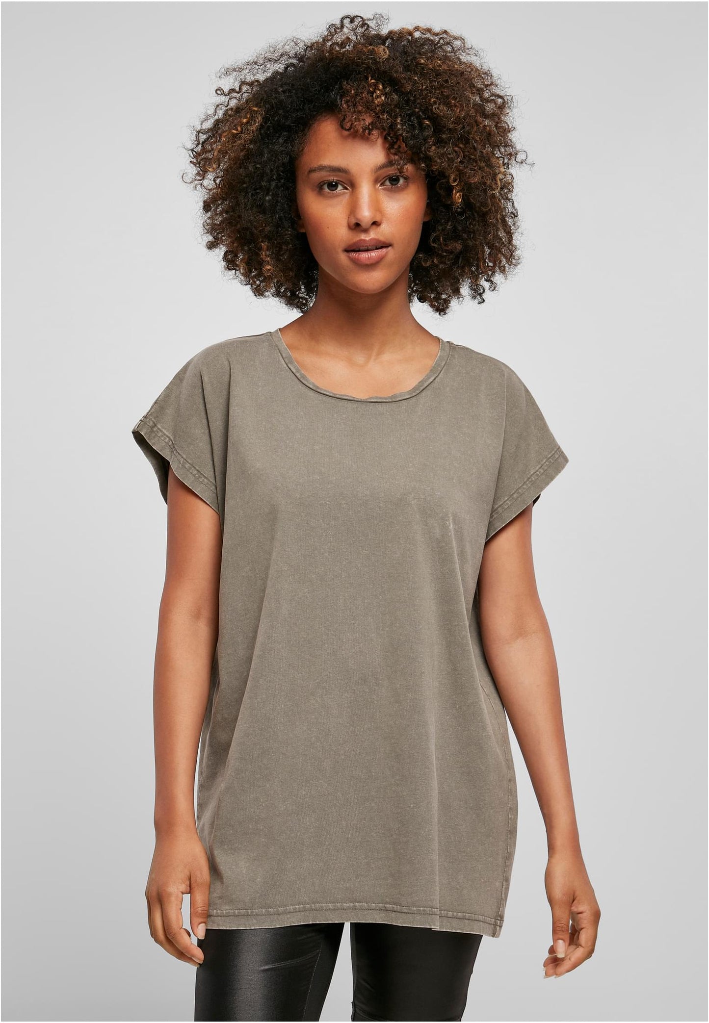 Ladies Acid Washed Extended Shoulder Tee