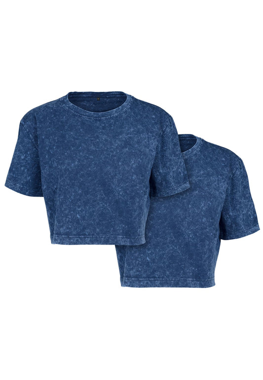 Ladies Acid Washed Cropped T-Shirt 2-Pack