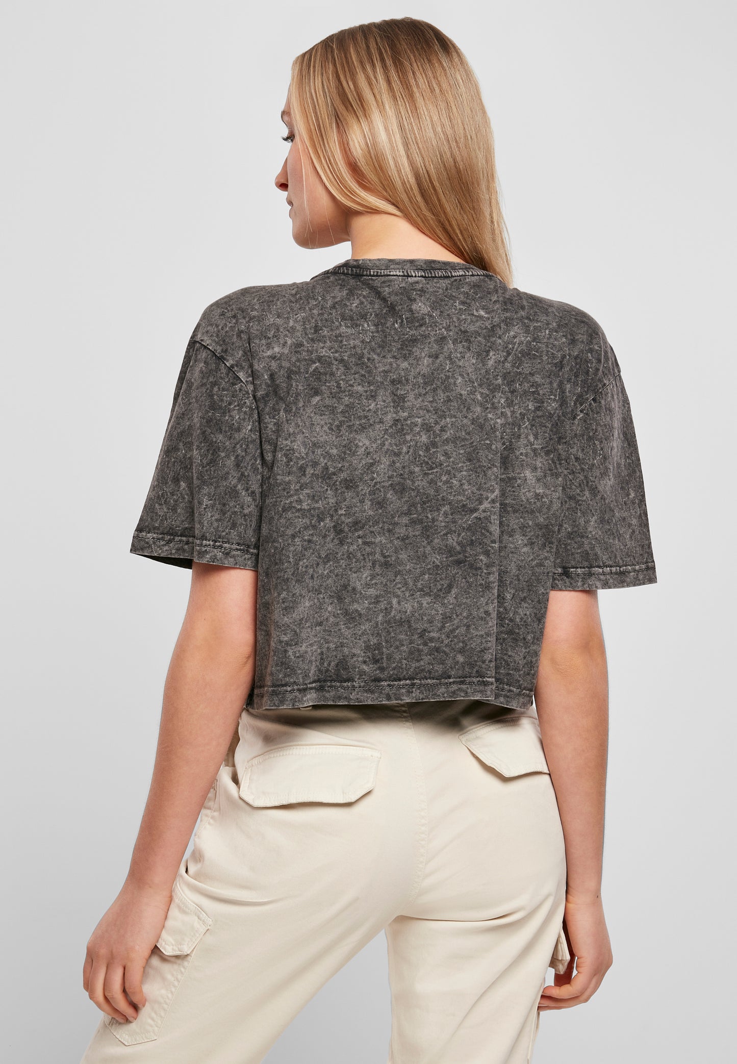 Ladies Acid Washed Cropped Tee