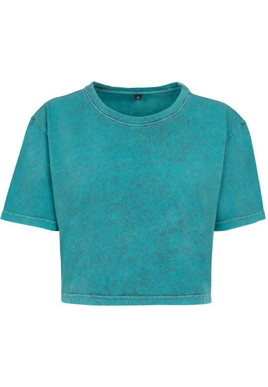 Ladies Acid Washed Cropped T-Shirt