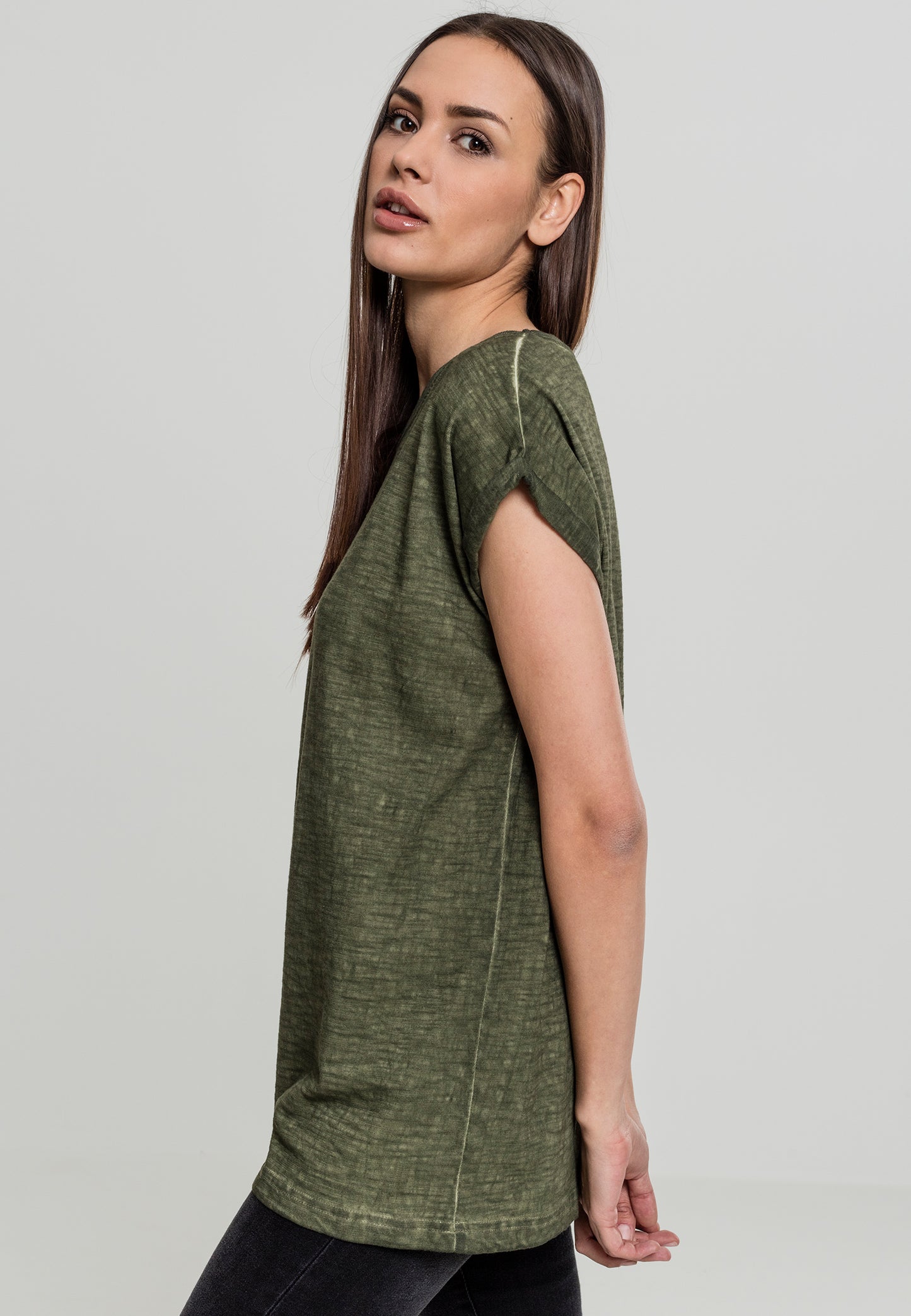 Ladies Spray Dye
Extended Shoulder Tee