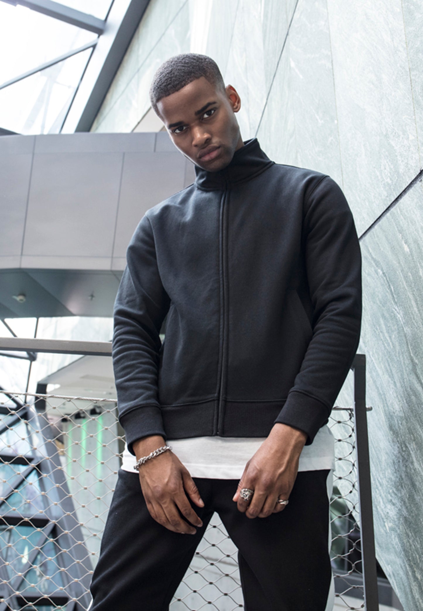 High Neck Sweat Zip Cardigan