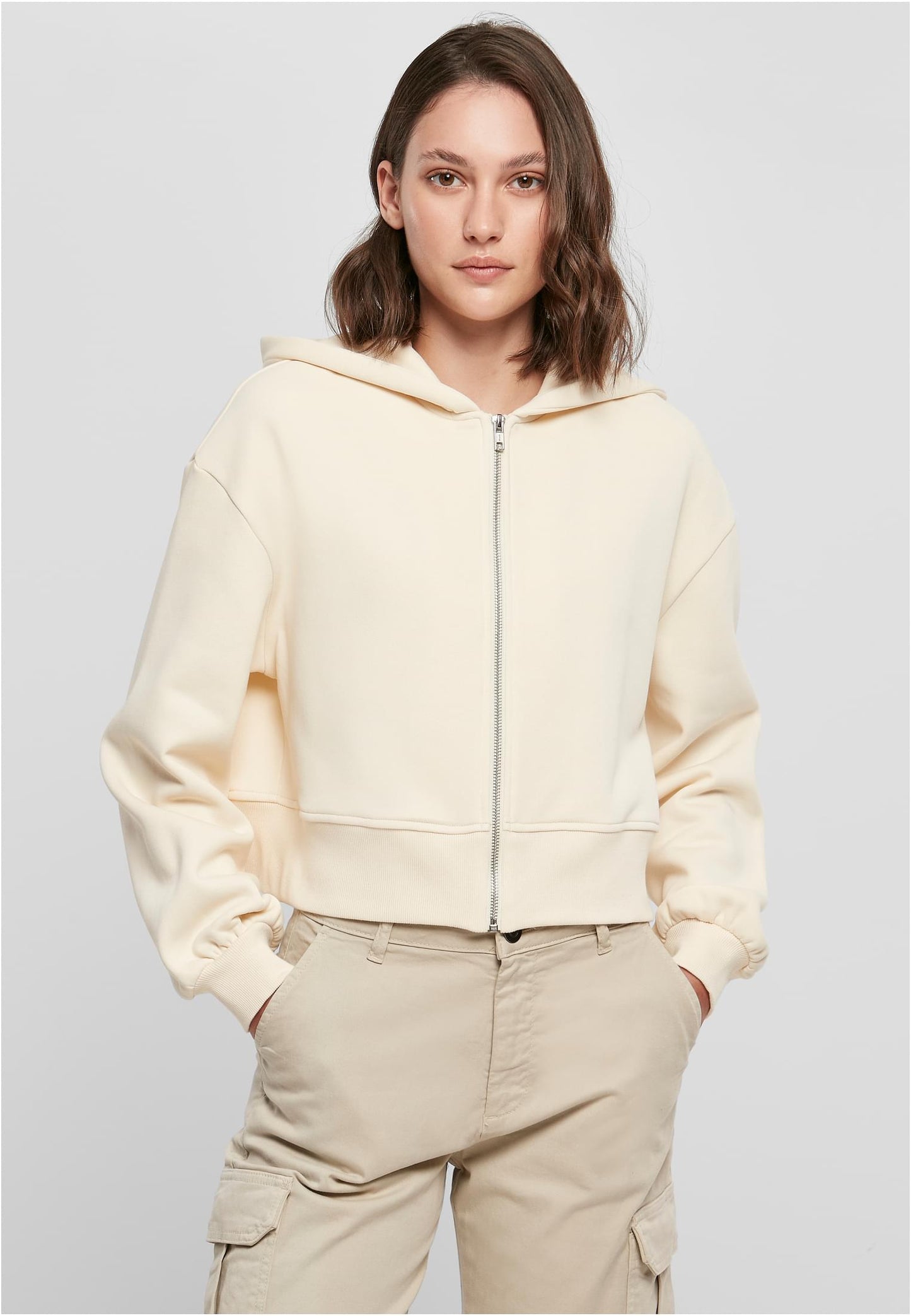 Ladies Short Oversized Zip Jacket