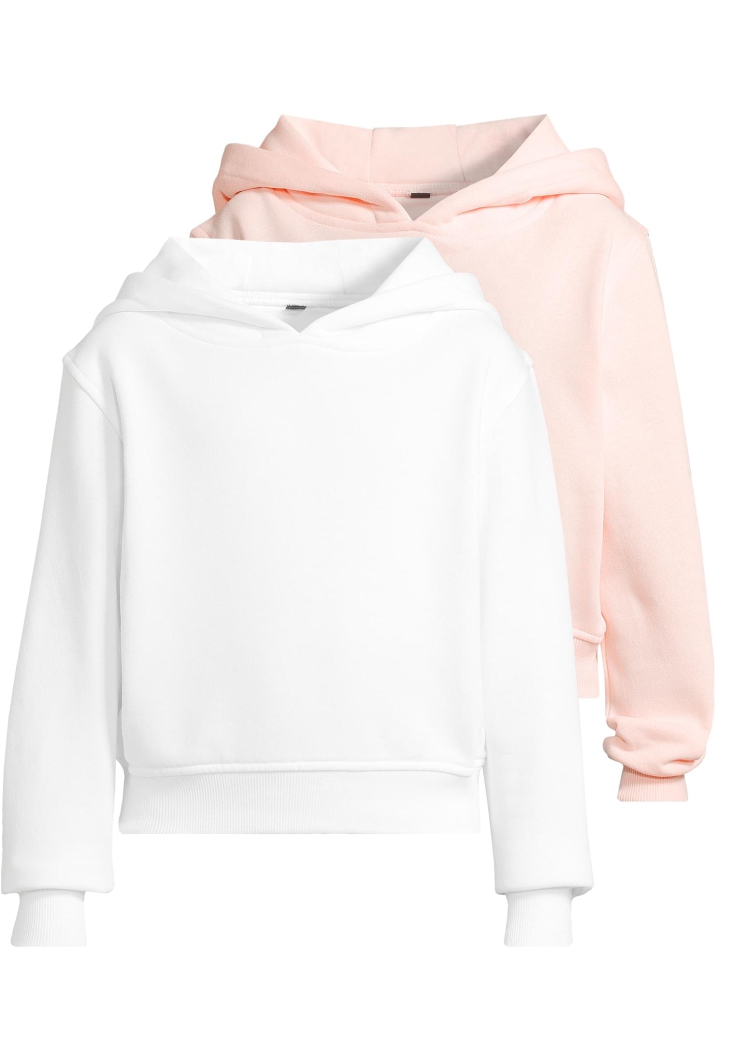 Girls Cropped Sweat Hoody 2 Pack white+pink