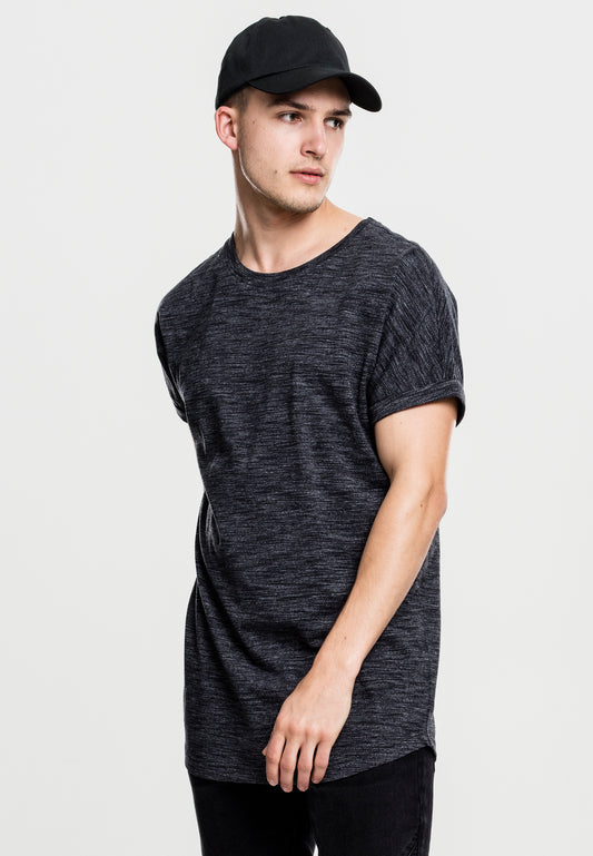 Long Space Dye Turn Up Tee schwarz/weiß