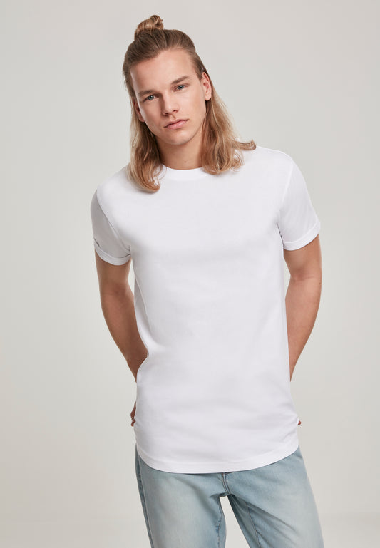 Short Shaped Turn Up Tee white