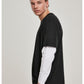 Oversize T-Shirt Longsleeve Shaped Double Layer schwarz weiß