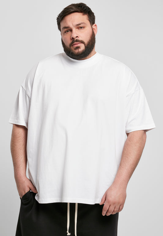 Oversize T-Shirt Mock Neck weiß