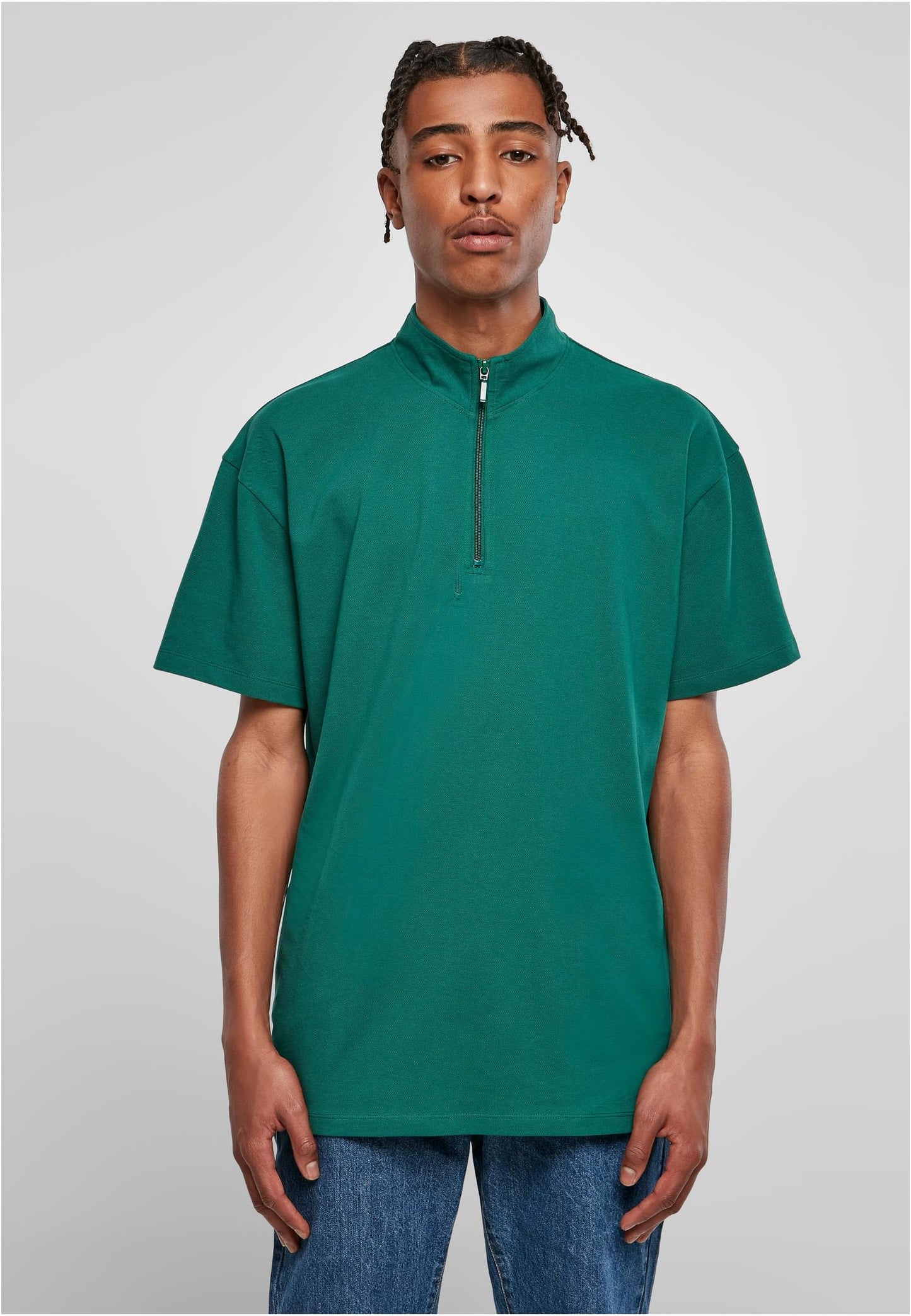 Boxy Zip Pique T-Shirt grün