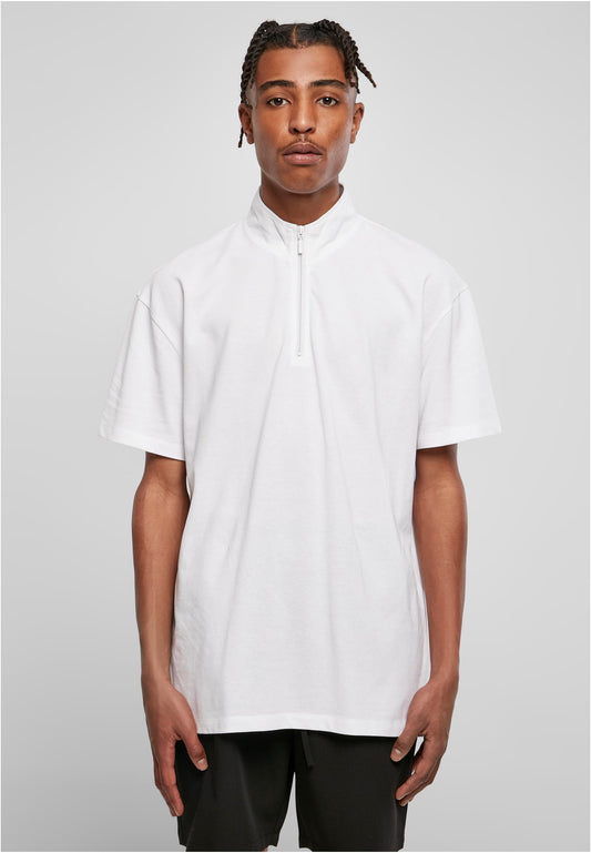 Boxy Zip Pique T-Shirt weiß
