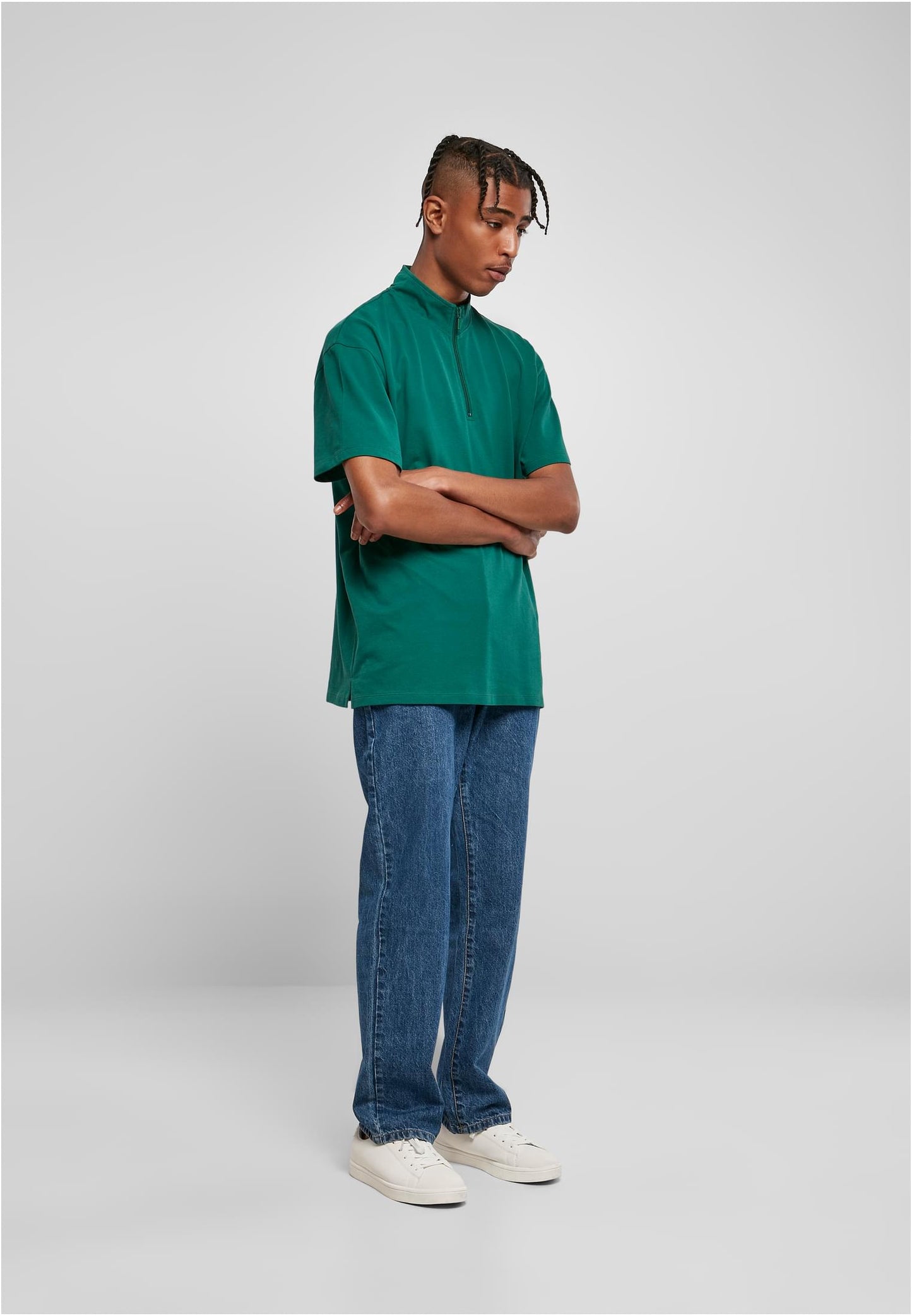 Boxy Zip Pique T-Shirt grün