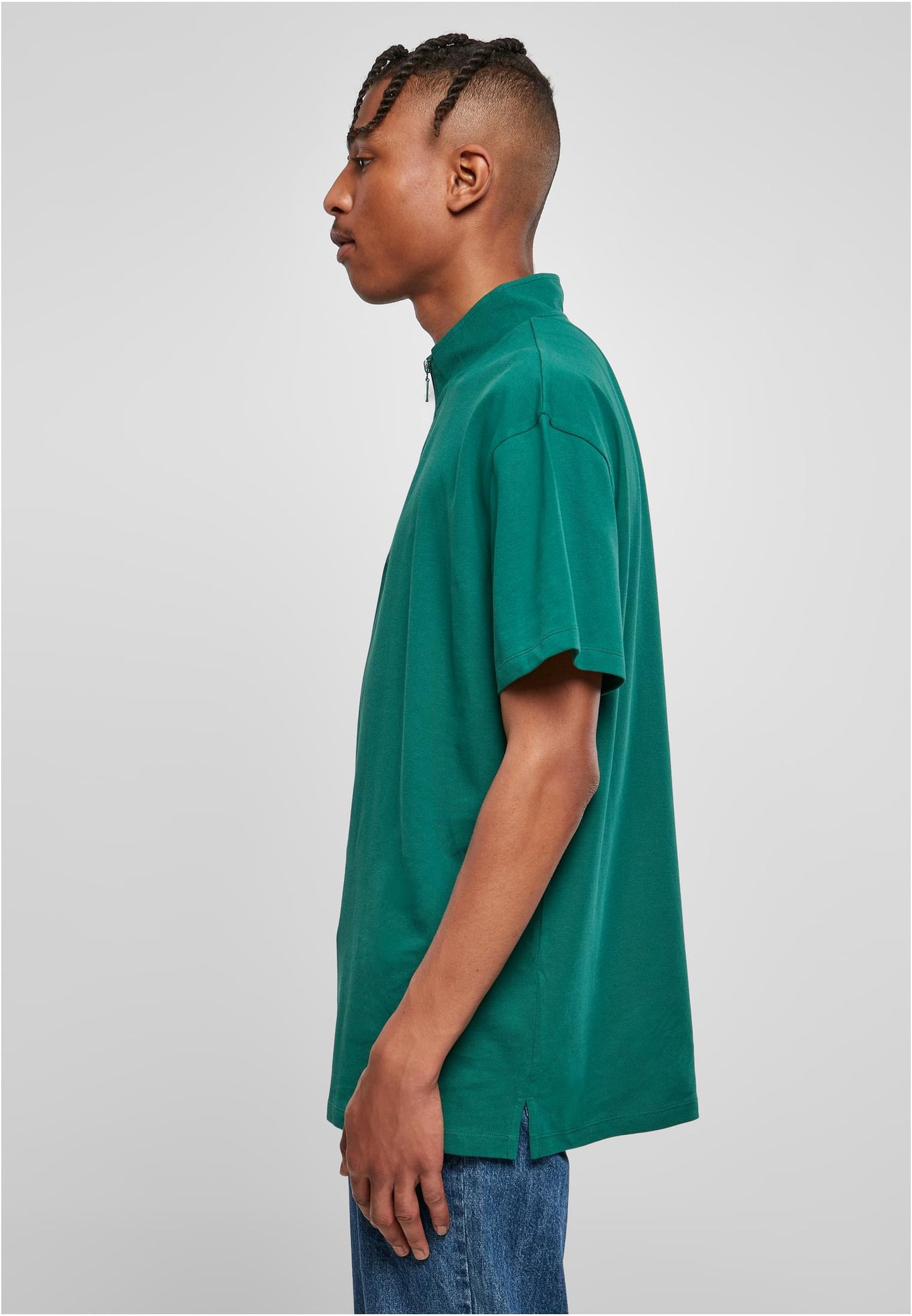 Boxy Zip Pique T-Shirt grün