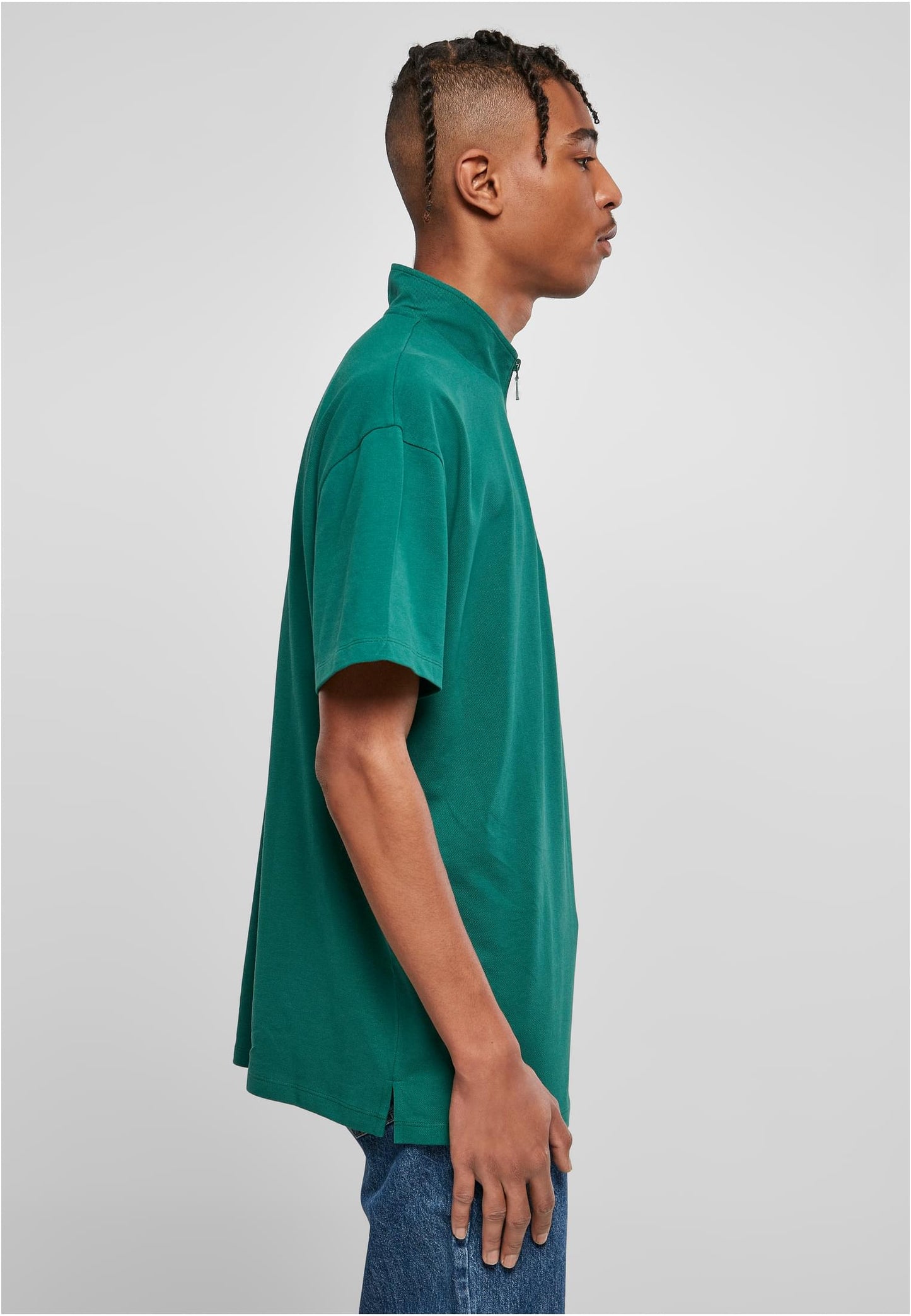 Boxy Zip Pique T-Shirt grün