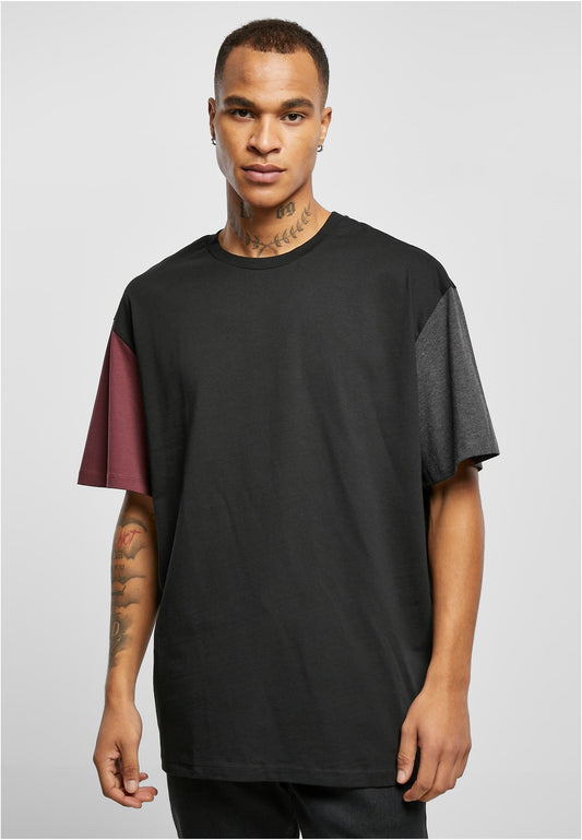 Organic Oversize T-Shirt Colorblock schwarz
