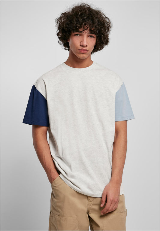 Organic Oversize T-Shirt Colorblock hellgrau