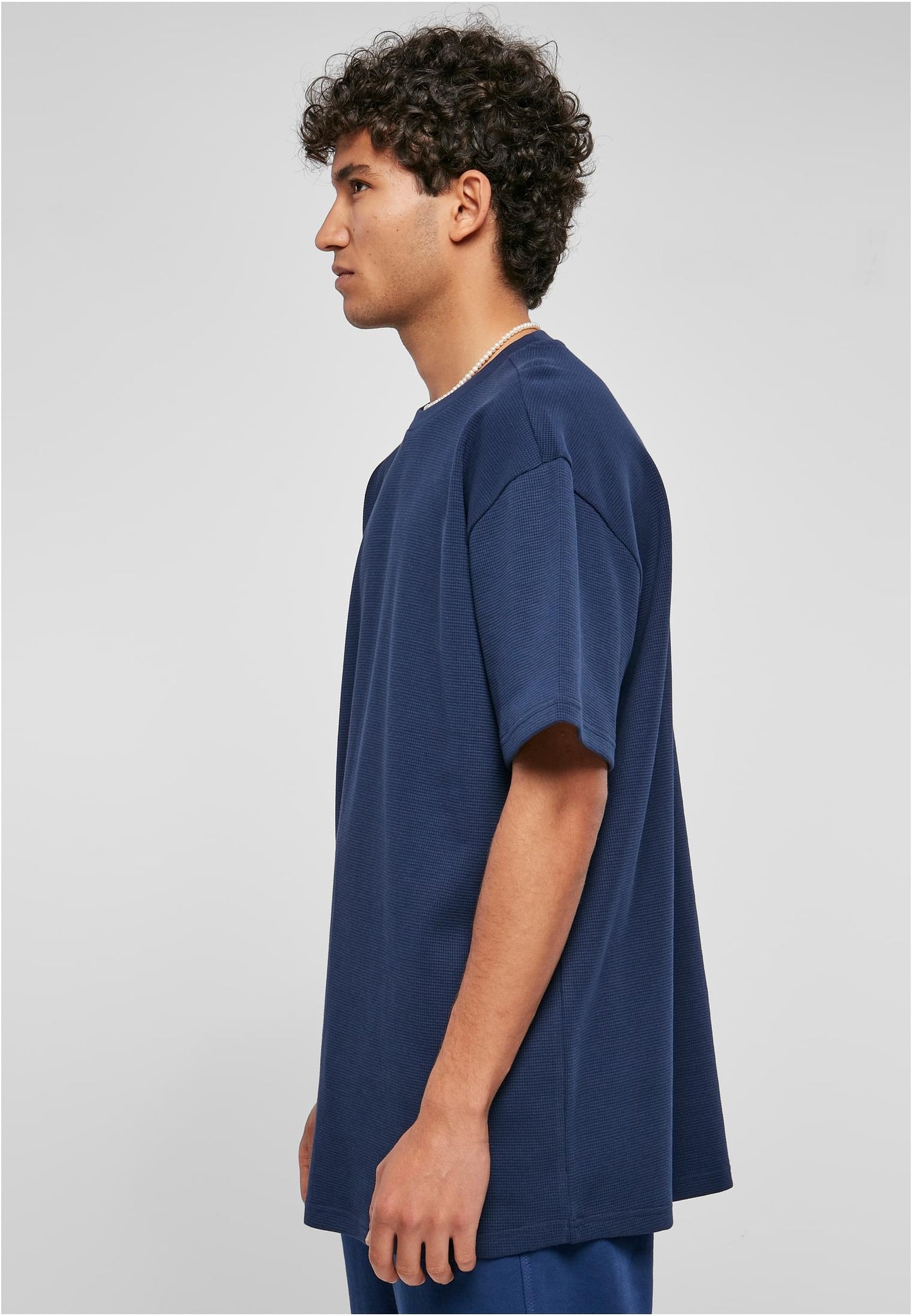 Oversize T-Shirt Waffle dunkelblau