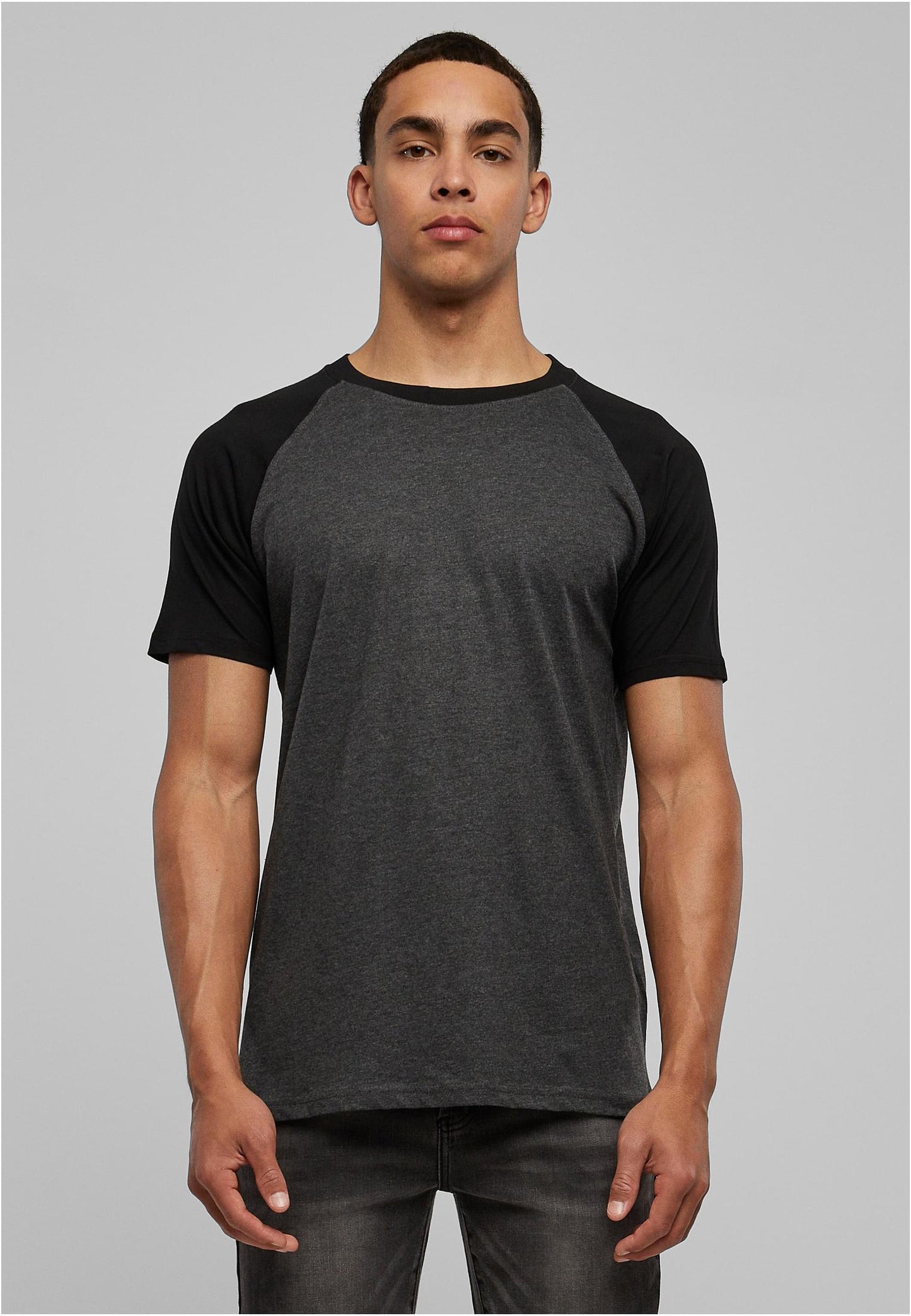 Herren Raglan T-Shirt mit Kontrastärmeln Grau/Schwarz (Charcoal)