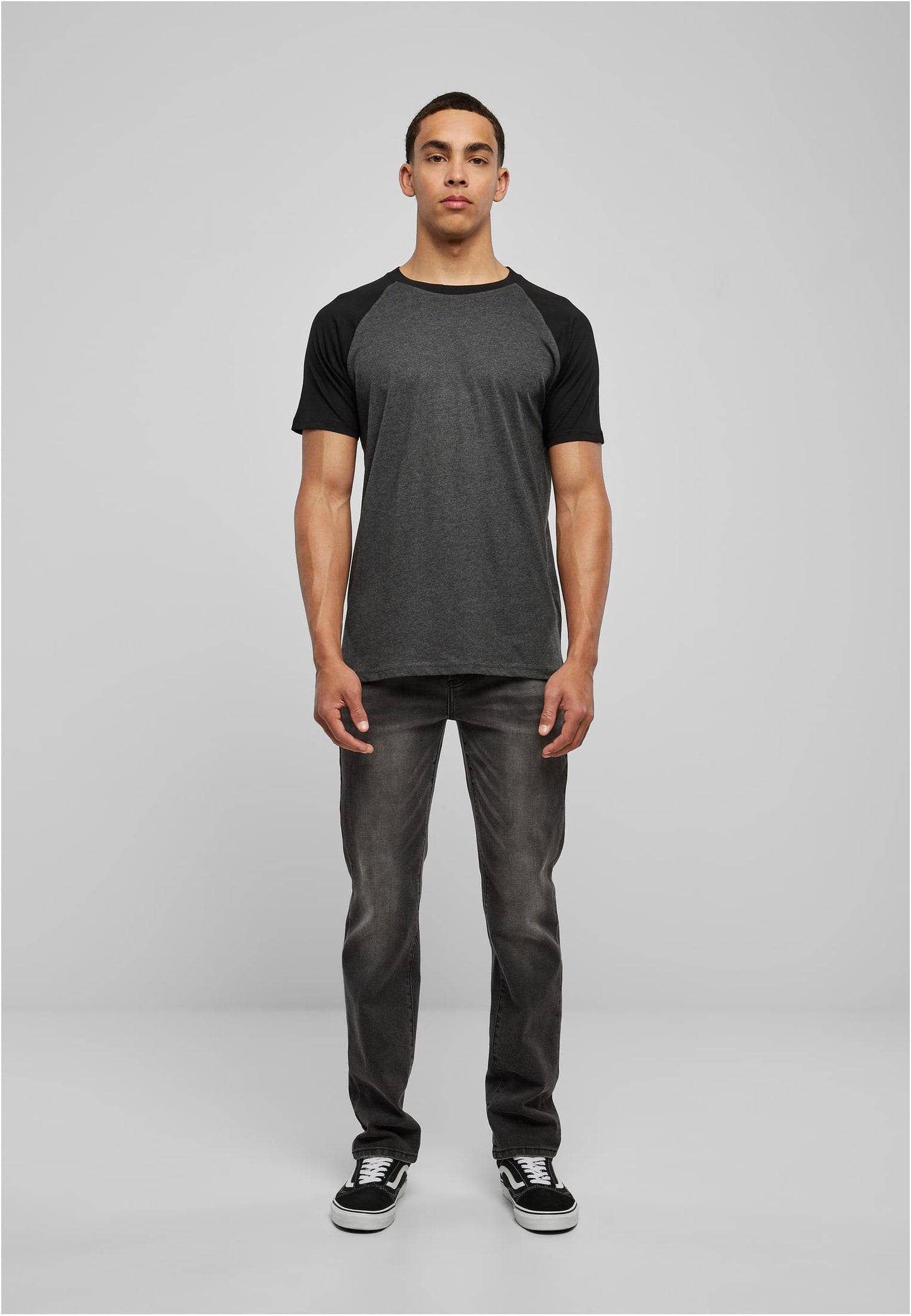 Herren Raglan T-Shirt mit Kontrastärmeln Grau/Schwarz (Charcoal)