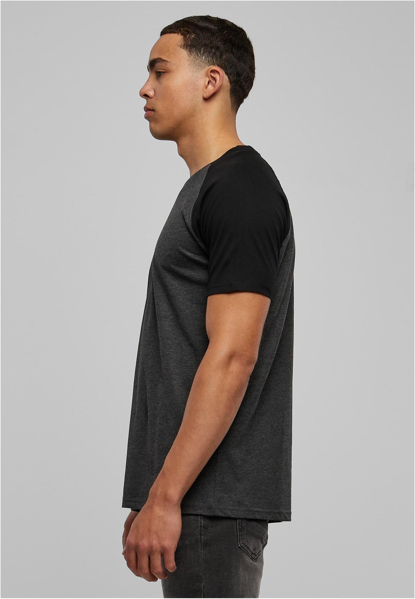 Herren Raglan T-Shirt mit Kontrastärmeln Grau/Schwarz (Charcoal)