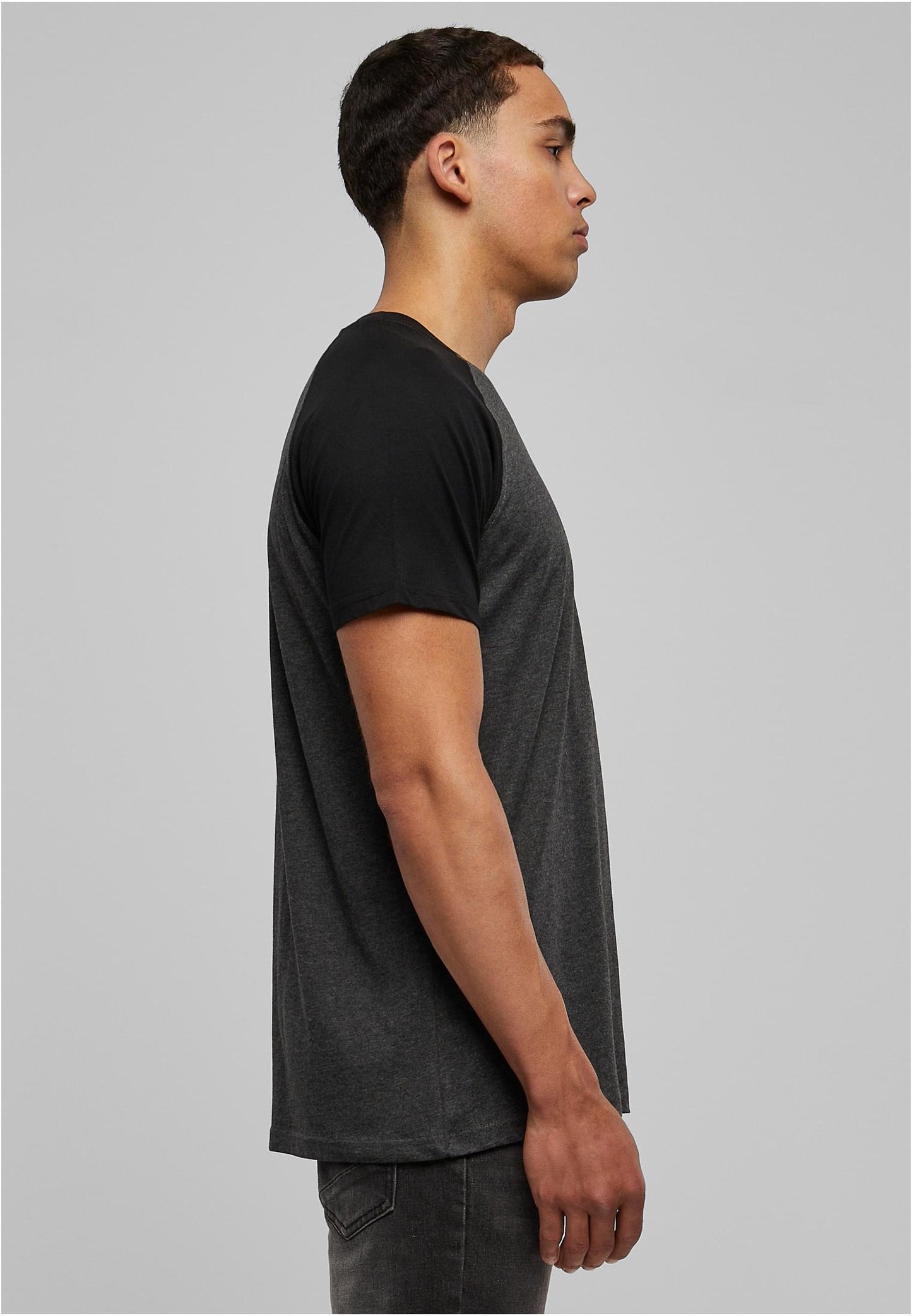 Herren Raglan T-Shirt mit Kontrastärmeln Grau/Schwarz (Charcoal)