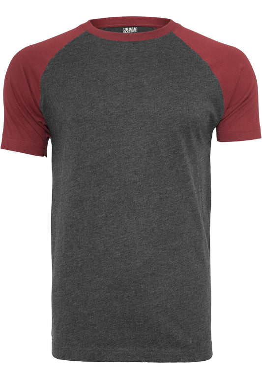 Herren Raglan T-Shirt mit Kontrastärmeln Braun/Burgunderrot (Chocolate)