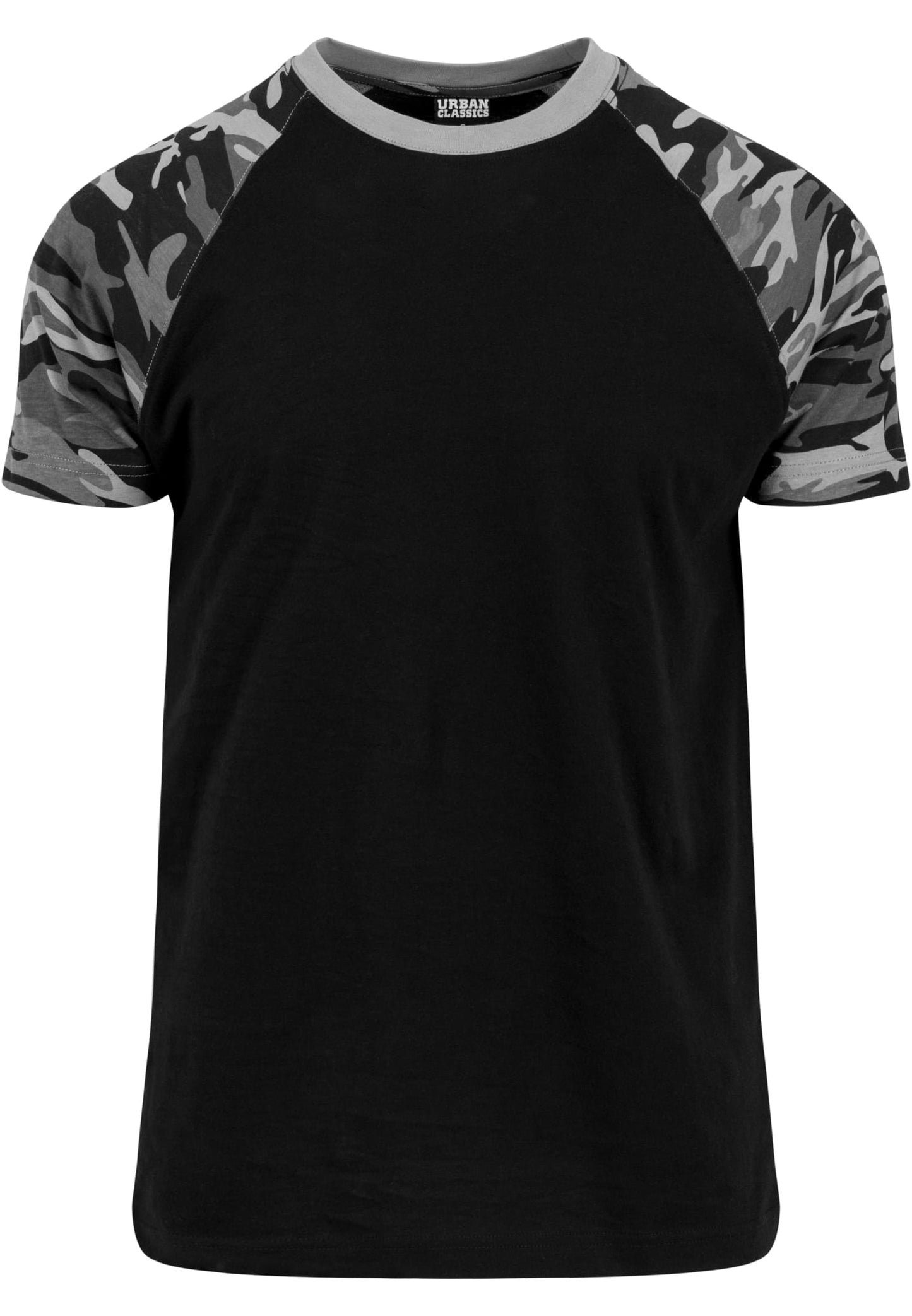 Herren Raglan T-Shirt mit Kontrastärmeln Schwarz/Darkcamo