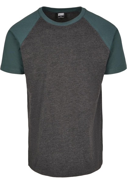 Herren Raglan T-Shirt mit Kontrastärmeln Anthrazit/Flaschengrün