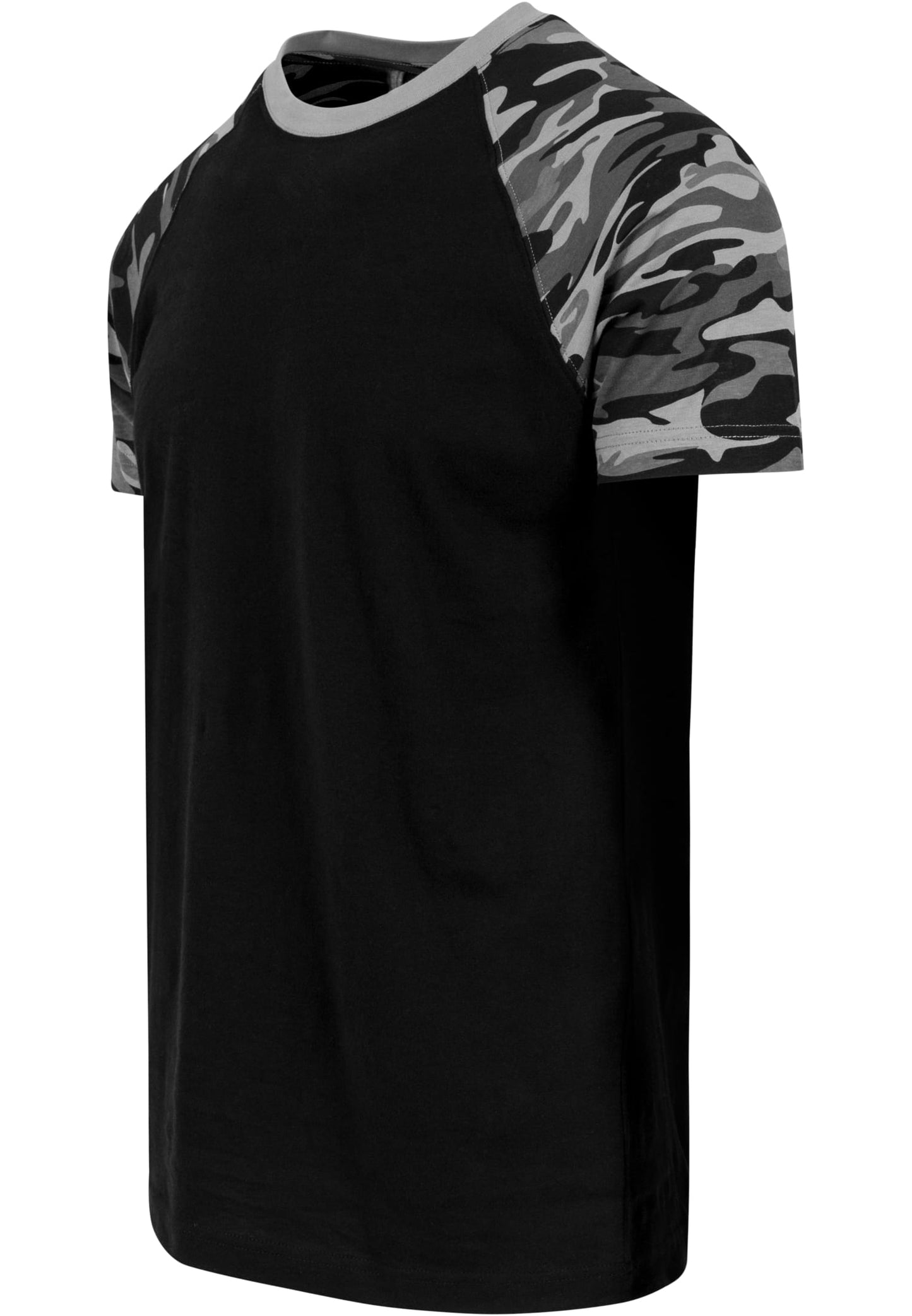 Herren Raglan T-Shirt mit Kontrastärmeln Schwarz/Darkcamo