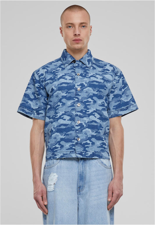 Laser Camo Printed Boxy T-Shirt bluelasercamo