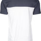 Herren T-Shirt mit Brusttasche 3-Tone Weiß/Marineblau/Feuerrot